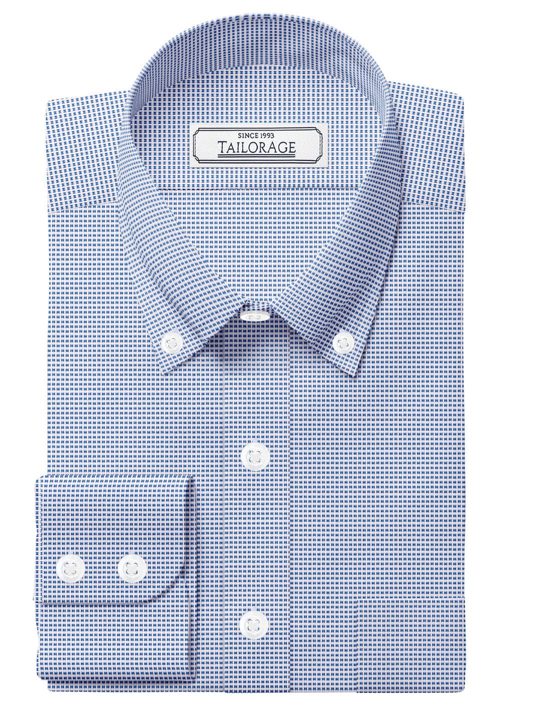 Custom Tailored Light Blue Pure Cotton Checked Shirt - CUS-10240
