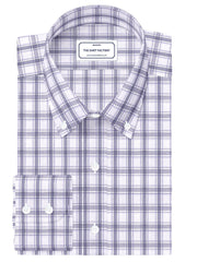 Customized Shirt Made to Order from Premium Cotton Checks Fabric Purple and White - CUS-10258