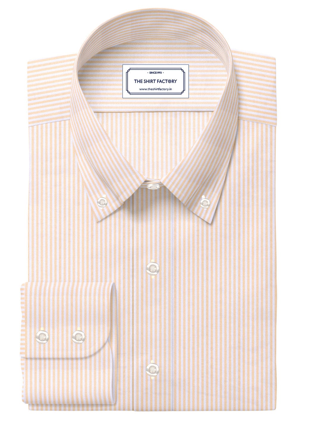 Custom Tailored Cream Pure Cotton Checked Shirt - CUS-10208