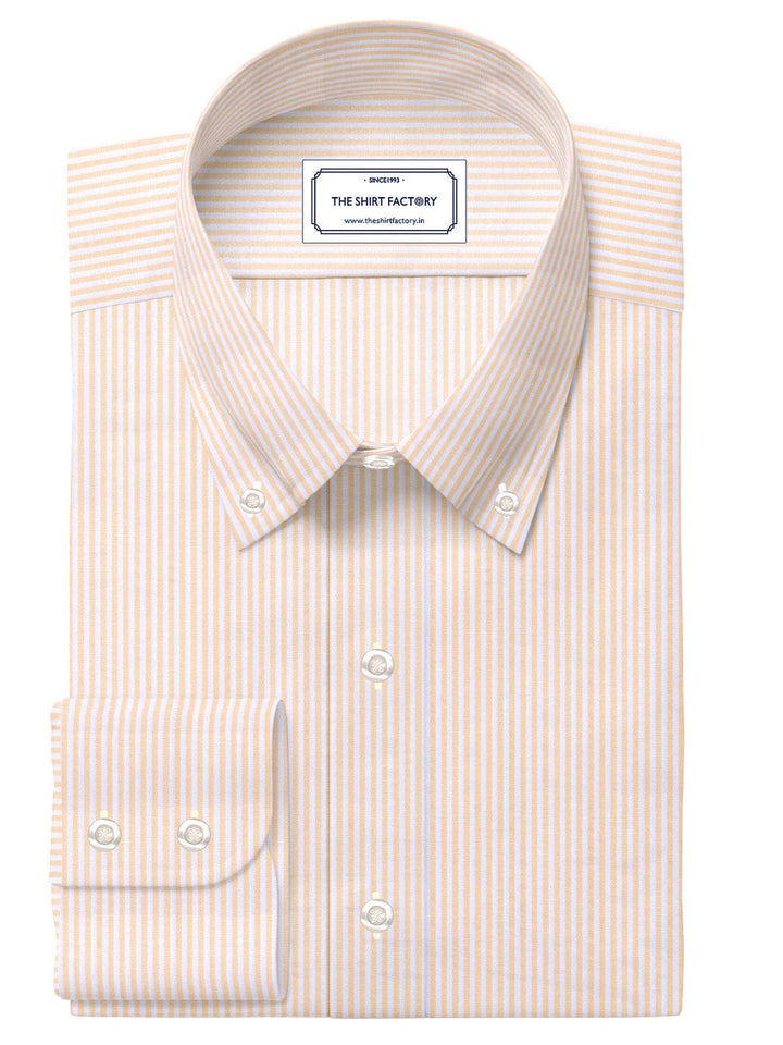 Custom Tailored Cream Pure Cotton Checked Shirt - CUS-10208