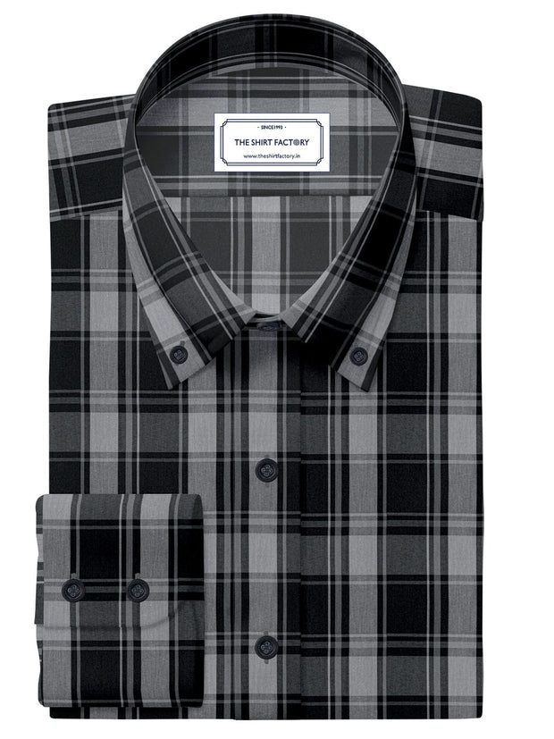 Customized Shirt Made to Order from Premium Cotton Checks Fabric Black - CUS-10250