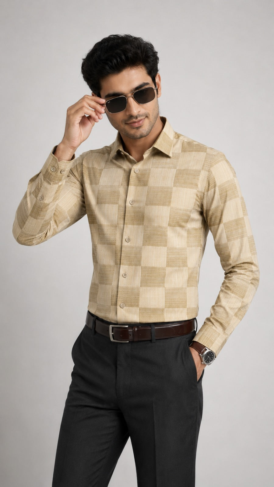 Customized Shirt Made to Order from Premium Giza Cotton Designer Fabric Yellow - CUS-10224