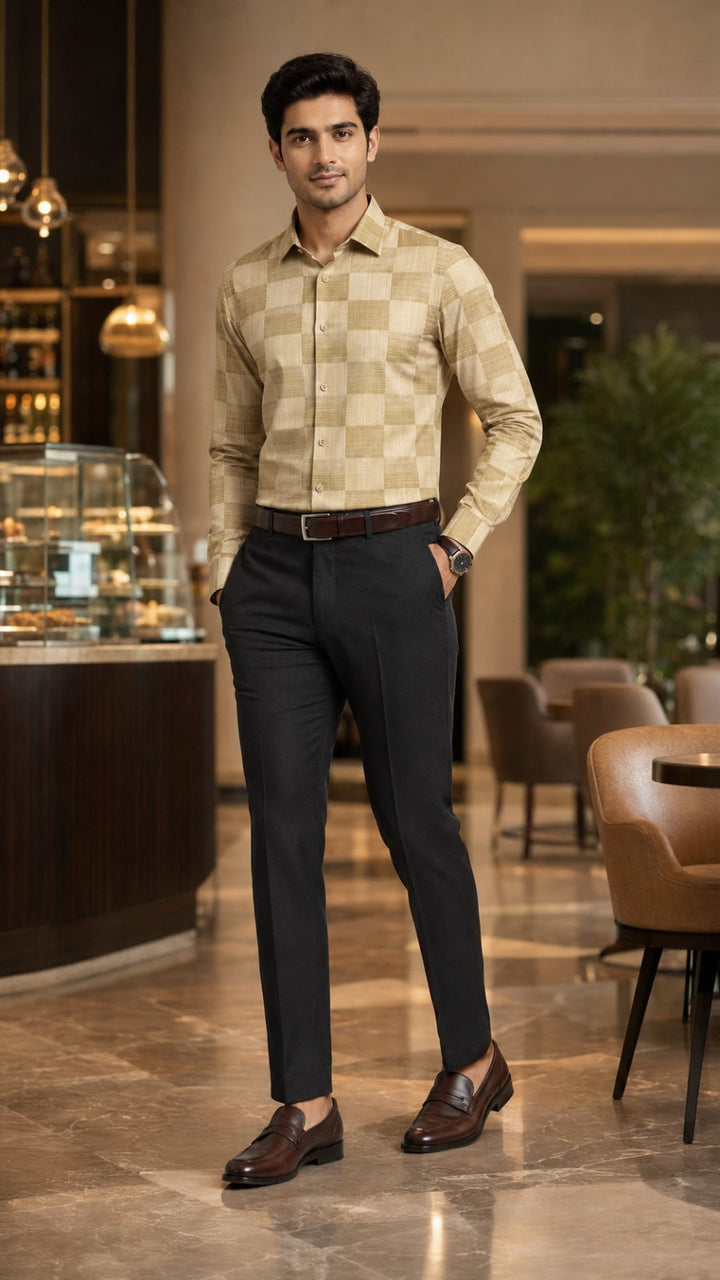 Customized Shirt Made to Order from Premium Giza Cotton Designer Fabric Yellow - CUS-10224