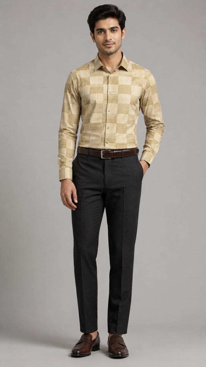 Customized Shirt Made to Order from Premium Giza Cotton Designer Fabric Yellow - CUS-10224