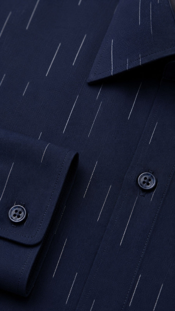 Customized Shirt Made to Order from Premium Giza Cotton Designer Fabric Navy Blue  - CUS-10214