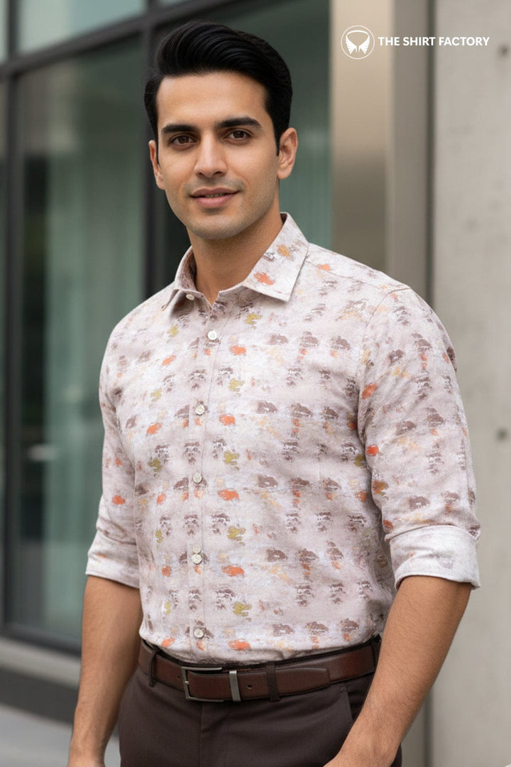 Custom Tailored Designer Shirt Made to Order from Cotton Linen Blend Multicolor - CUS - 10201