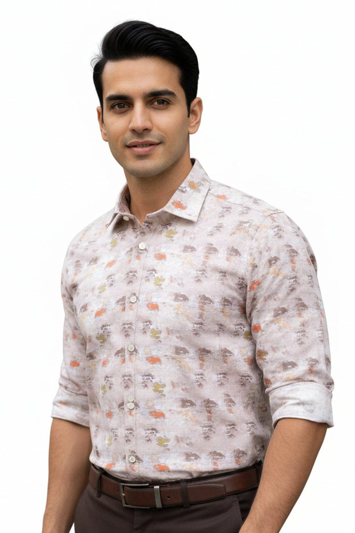 Custom Tailored Designer Shirt Made to Order from Cotton Linen Blend Multicolor - CUS - 10201