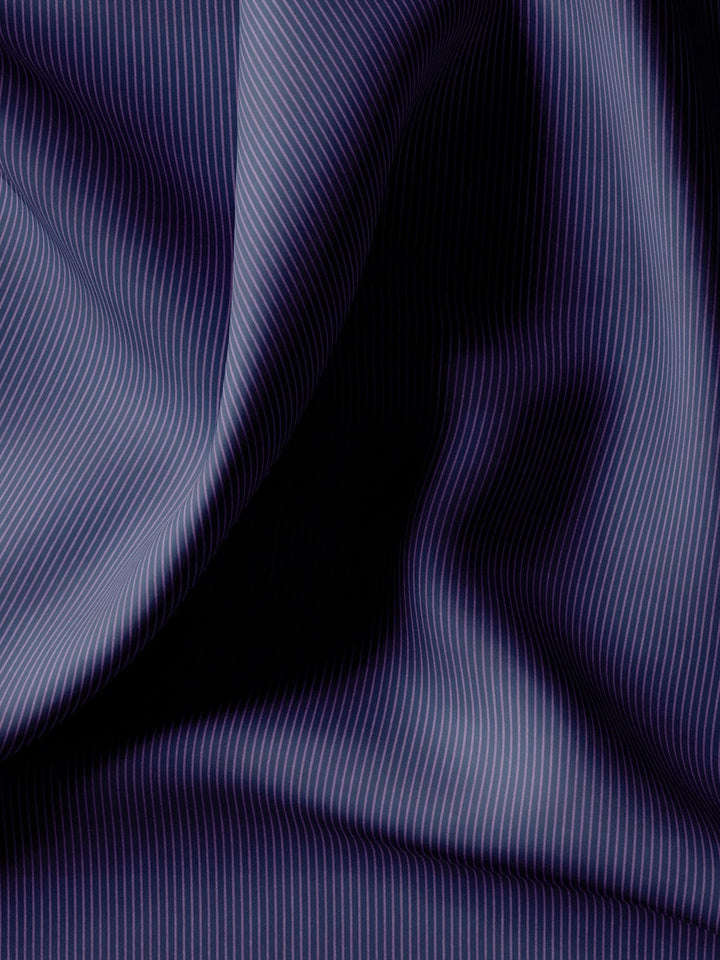 Custom Tailored Navy Blue Plain Cotton Shirt - CUS-1320