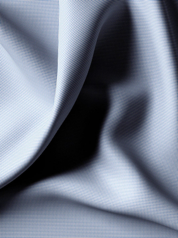 Custom Tailored Light Blue Pure Cotton Checked Shirt - CUS-10240