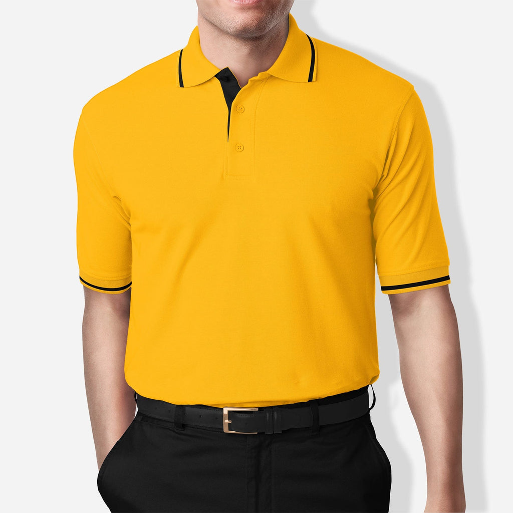 Yellow Polo T-Shirt with Black Tipping – The Shirt Factory