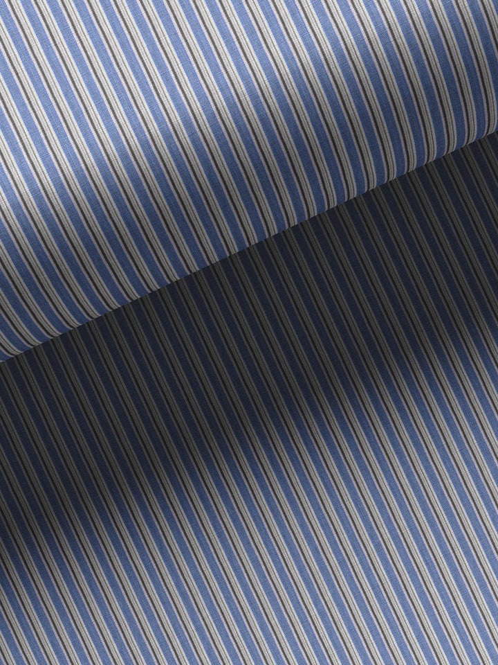 Custom Tailored Sky Blue Pure Cotton Checked Shirt - CUS-10434