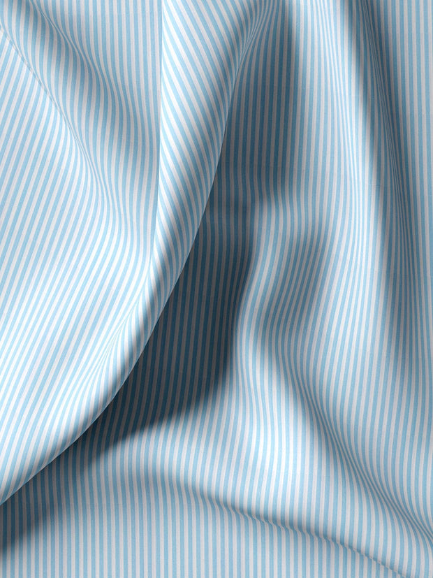 Customized Shirt Made to Order from Premium Cotton Striped Fabric Light Blue - CUS-10257