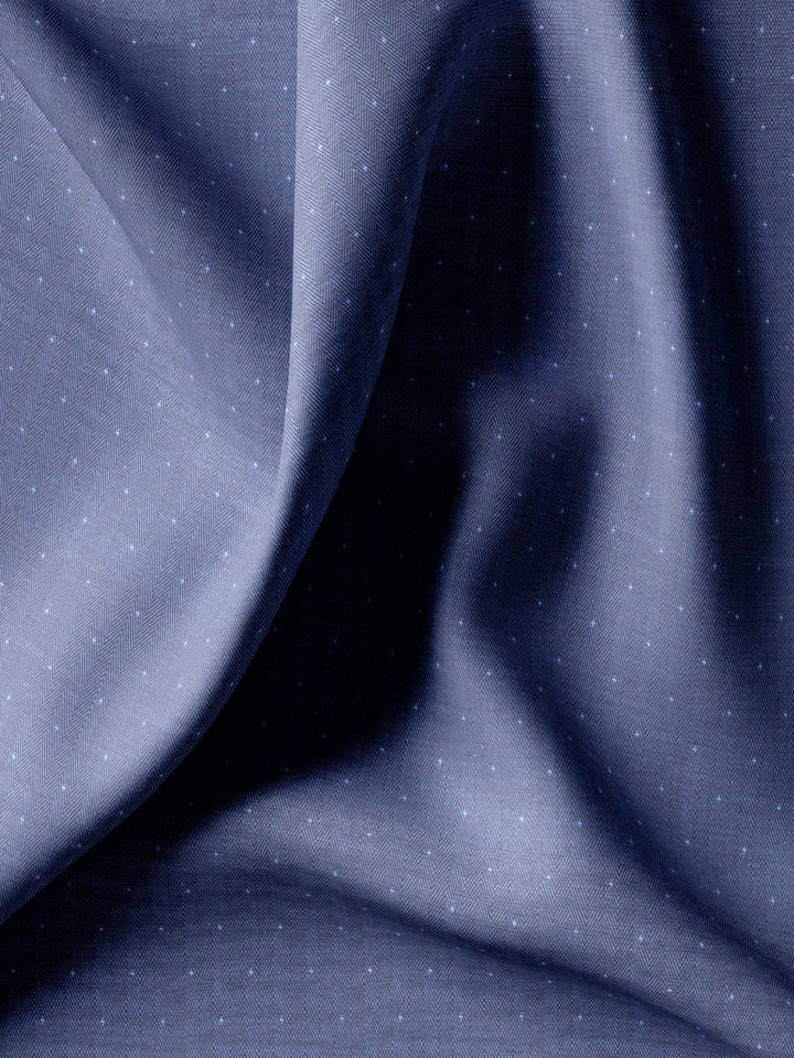 Custom Tailored Blue Printed Cotton Shirt - CUS-10027