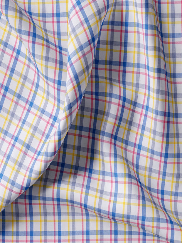 Customized Shirt Made to Order from Premium Cotton Checks Fabric White and Blue- CUS-10251
