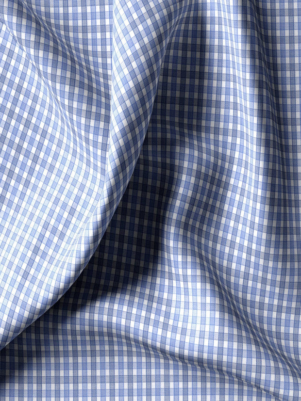 Customized Shirt Made to Order from Premium Cotton Checks Fabric Blue and White - CUS-10255