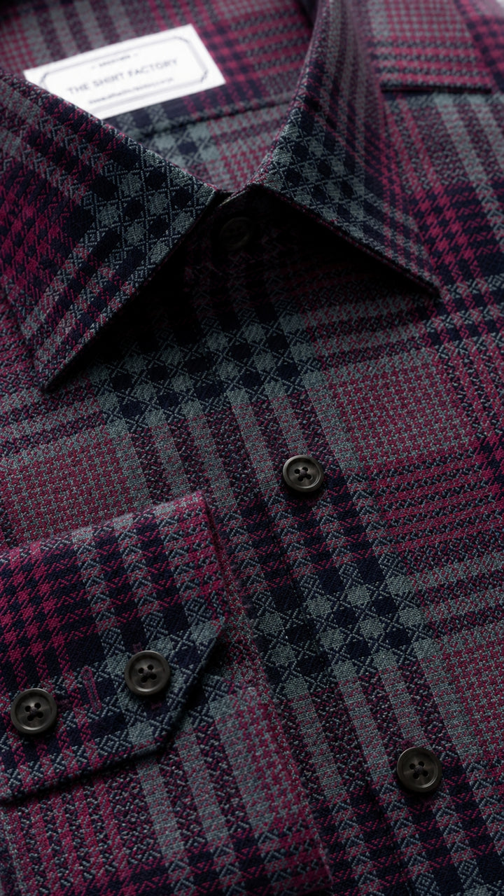 Customized Shirt Made to Order from Premium Giza Cotton Designer Fabric Dark Red  - CUS-10216