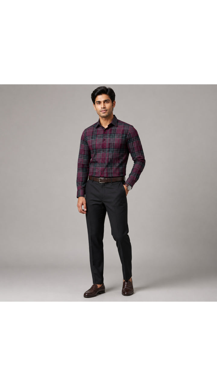 Customized Shirt Made to Order from Premium Giza Cotton Designer Fabric Dark Red  - CUS-10216