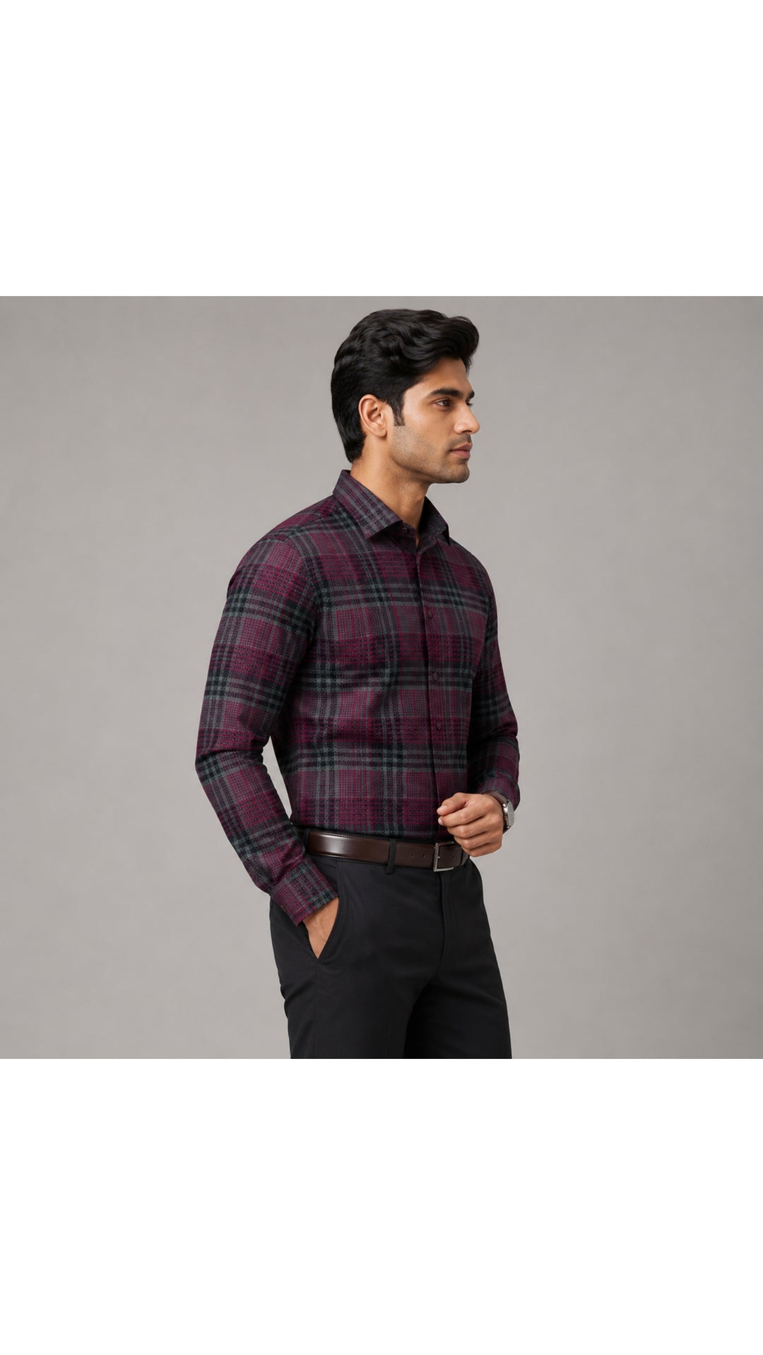 Customized Shirt Made to Order from Premium Giza Cotton Designer Fabric Dark Red  - CUS-10216