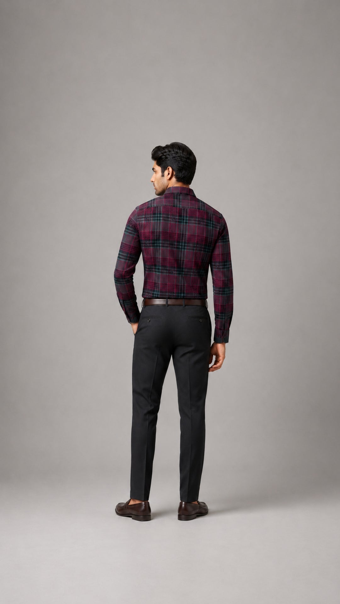 Customized Shirt Made to Order from Premium Giza Cotton Designer Fabric Dark Red  - CUS-10216