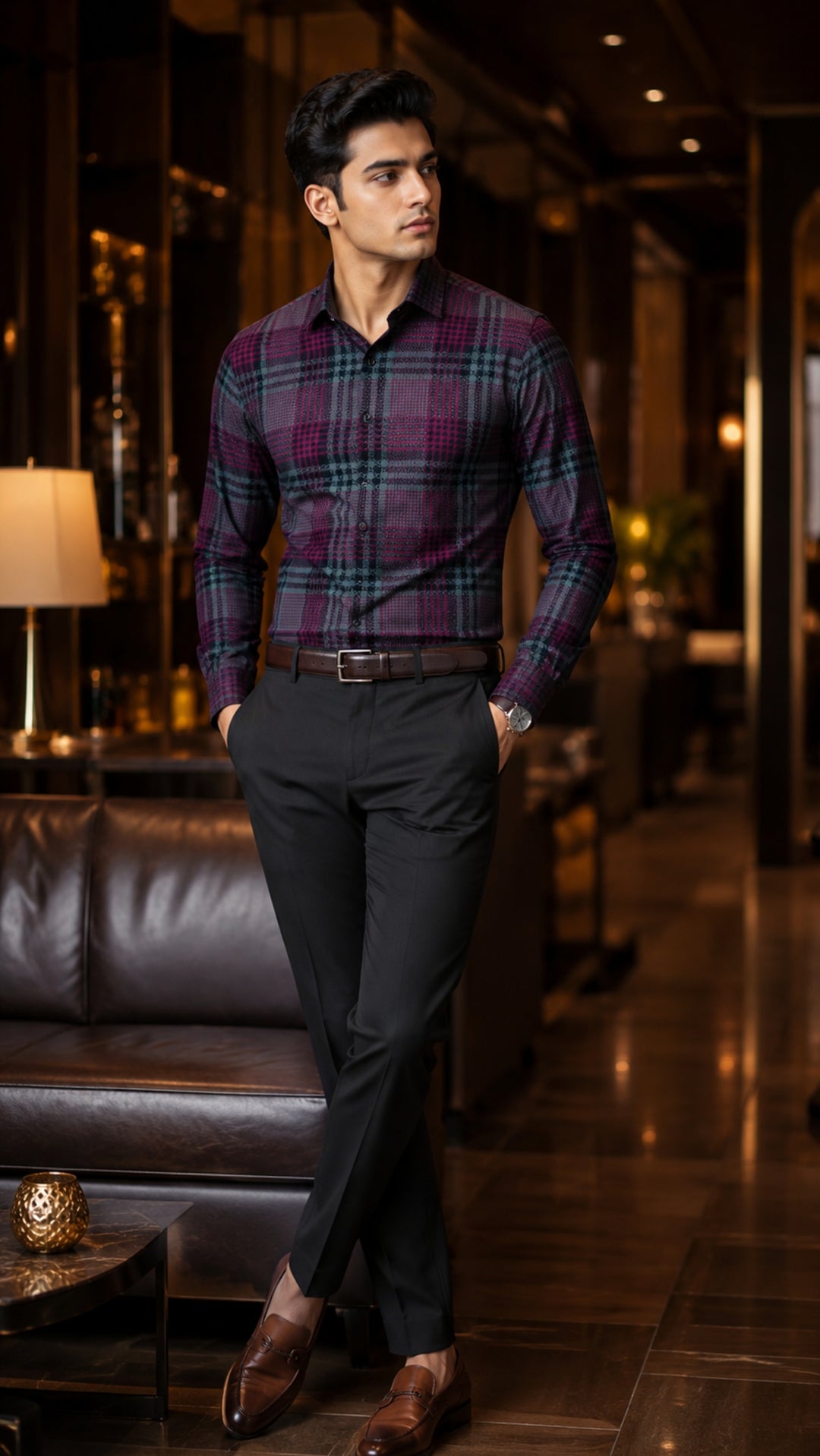 Customized Shirt Made to Order from Premium Giza Cotton Designer Fabric Dark Red  - CUS-10216