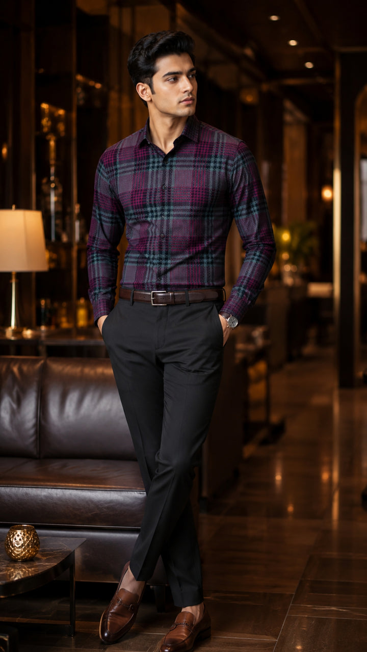 Customized Shirt Made to Order from Premium Giza Cotton Designer Fabric Dark Red  - CUS-10216